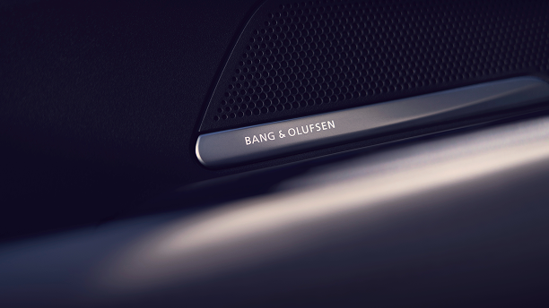 Close-up of Bang and Olufsen speaker. 
